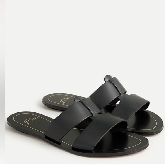 J. Crew Shoes - J. Crew Cyprus Sandals Interlocking Straps Black Leather Made in Italy Size 9
